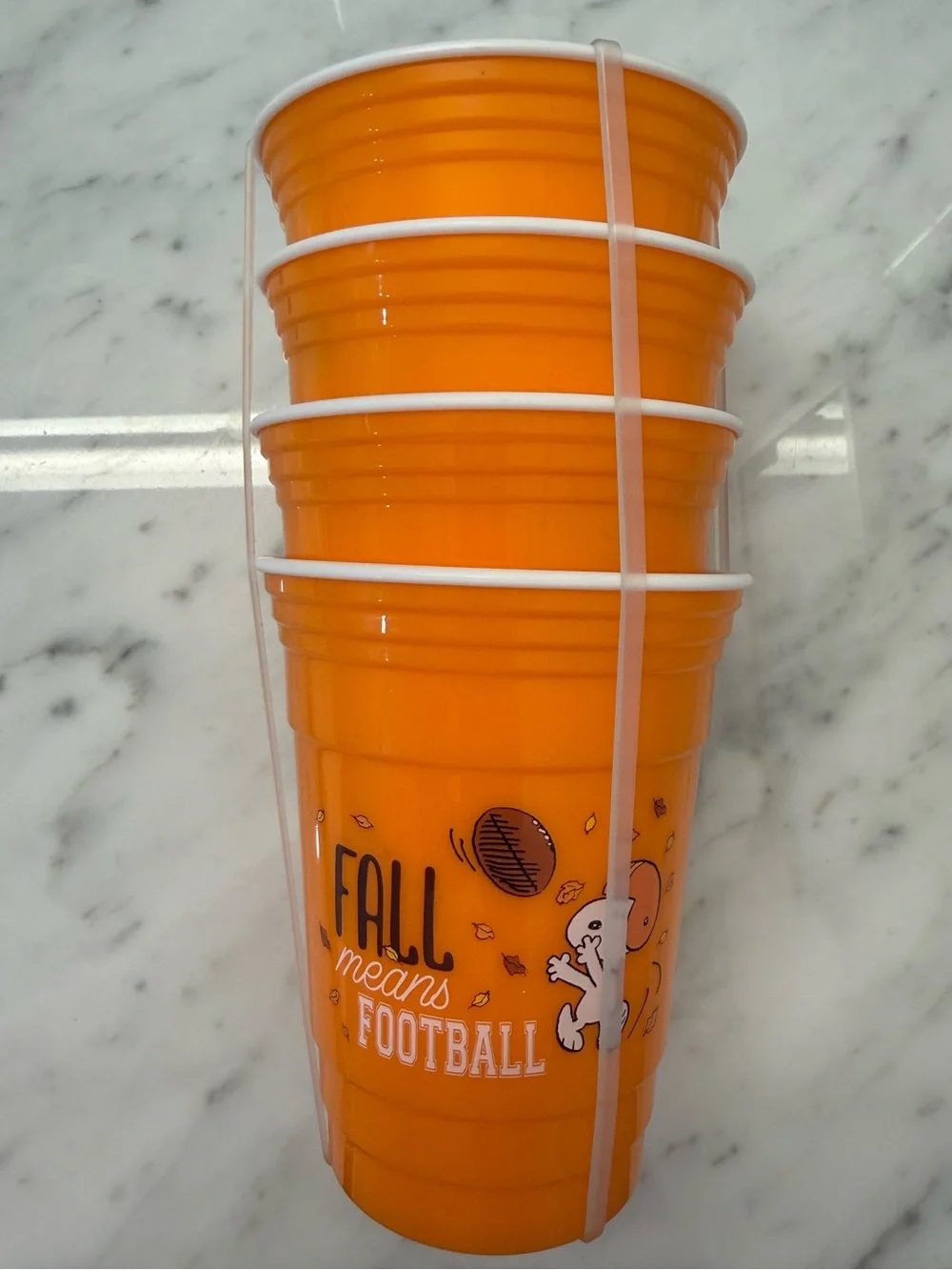 Peanuts Football 4 16oz Plastic Cups. NWT.